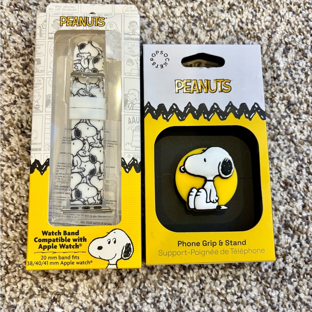 Peanuts Snoopy White Watch Band & Yellow Phone Grip Set by Peanuts